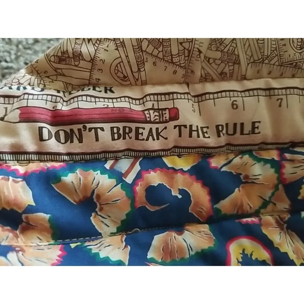 Homemade Book Quilt Children Pencils Brown Tan Wall Hanging 49" X 44.5" Teacher - Picture 7 of 10